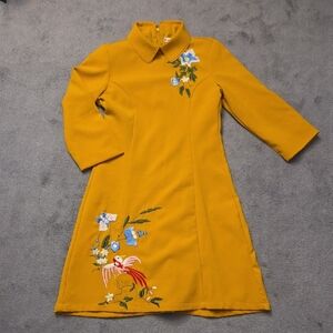 Yellow Asymmetrical Embellished Sheath Dress